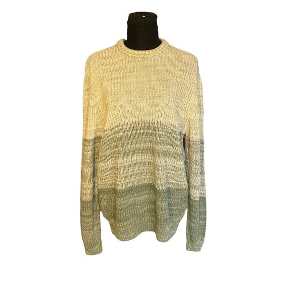 aSOS Green Ombré Crew Neck Long Sleeve Knit Cotton Sweater Size L - Picture 1 of 7